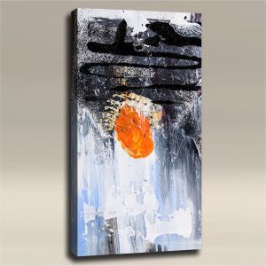 AcousticART Curated Abstract Art Collection #A4P2 Grungy Abstract Orange and Black - Size: 48" L x 24" W x 2" - Portrait