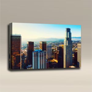 AcousticART Curated Cities Collection #C3L3 Downtown Los Angeles at sunset - Size: 36" W x 24" H x 2" - Landscape