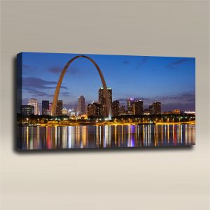 AcousticART Curated Cities Collection #C4L5 St. louis Arch and Skyline - Size: 48" W x 24" H x 2" - Landscape