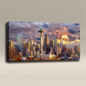 AcousticART Curated Cities Collection #C4L4 Seattle Space Needle - Size: 48" W x 24" H x 2" - Landscape