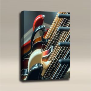 AcousticART Curated Music Collection #M3P4 Rack of Guitars - Size: 36" L x 24" W x 2" - Portrait