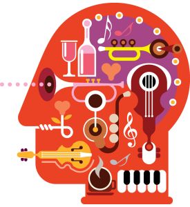 Abstract music head - isolated vector illustration on white background  - ID # 118572709