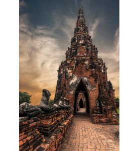 Asian religious architecture Ancient Buddhist pagoda ruins at Chai Watthanaram 1 - ID # 216482989