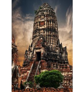 Asian religious architecture Ancient Buddhist pagoda ruins at Chai 
Watthanaram 2 - ID # 216483001