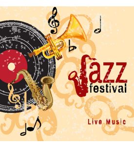 Jazz retro music festival concert live horn performance poster with black 
vinyl - ID # 220206004