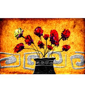 Abstract flower oil painting 1 - ID # 221796442