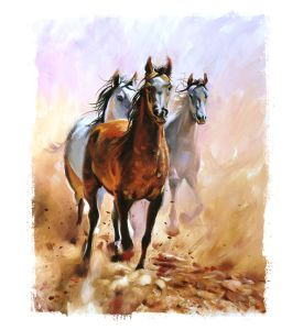 Horse equestrian passion oil painting torn edges - ID # 253909186
