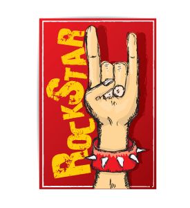 vector doodle hand sign rock n roll music on white rock n roll icon 2 - ID # 305383586