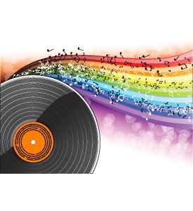 Music background with vinyl desk - ID # 58708894