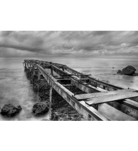 Abandoned old pier shot in black and white - ID # 92215060