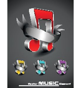 Vector illustration of 3D musical note banner with ribbon in red yellow 
sky - ID # 98177957