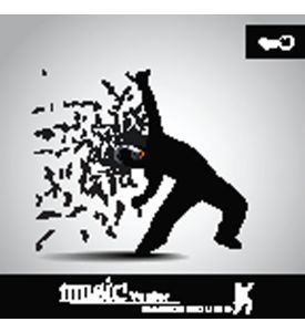 Young boy silhouette and musical notes with burst effect can be used as 
flyer - ID # 98177960