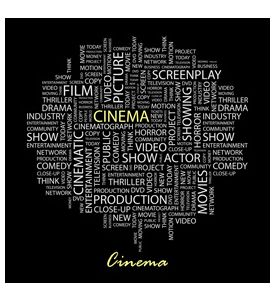 Cinema Tag Cloud Word Collage On Black Background - ID # 22291913