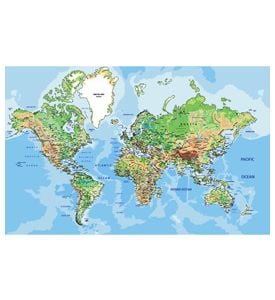 Highly Detailed World Map With Labeling Vector Illustration - ID # 248619718