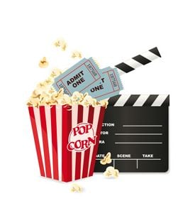 Popcorn Ticket And Clapper  Cinema - ID # 25771443