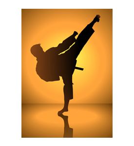 Silhouette Of A Karateka Doing Standing Side K - ID # 26584781