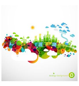 Rainbow Ecotown  Modern Abstract Ecolo - ID # 29094053