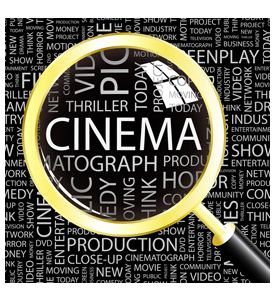 Cinema Tag Cloud And Magnifying Glass  - ID # 30284094