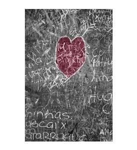 Grunge Graffiti Purple Heart On A Concrete Wall - ID # 1874689