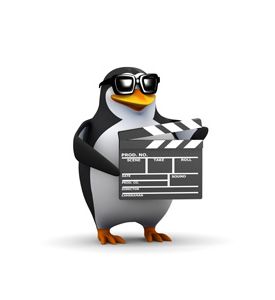3D Penguin With Clapper Board - ID # 22541615