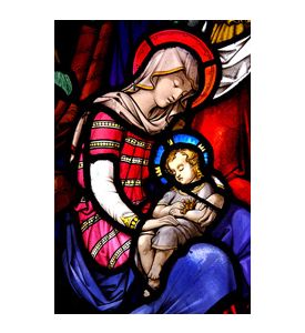 Stained Glass Window With Mary And Jesus - ID # 25262058