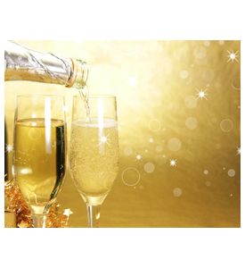 Champagne Glasses On Golden Background - ID # 26342186
