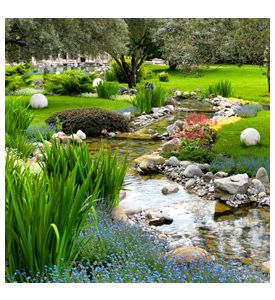 Garden With Pond In Asian Style - ID # 42438525