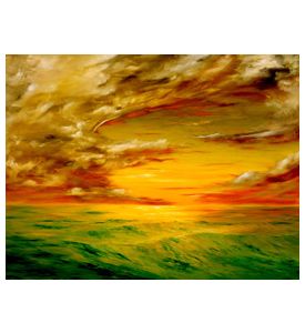 Oil Painting Of The Sunset Off The Coast Of California - ID # 4387022