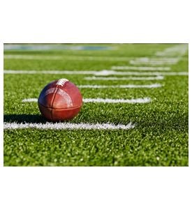 Football On Yardage Marker - Low Angle - ID # 4611118