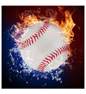 Baseball Ball In Fire Flames And Splashing Water - ID # 51741407