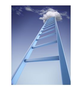Cgi Ladder Into Sky Isolated On A White Background - ID # 59998827