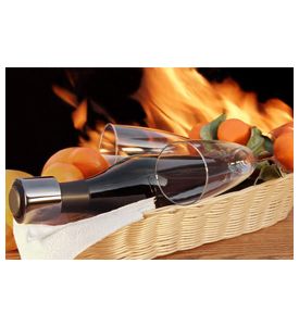 Red Wine Bottle With Two Glasses In A Basket - ID # 60419824