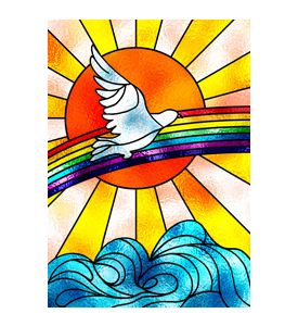 Stained Glass Showing A White Dove Flying - ID # 7839046