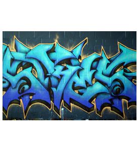 Colorful Graffiti Spray Painted On A Brick Wall - ID # 7970211