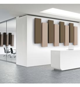 Acoustic Panels - 8 pc noise absorption sound panels, Style: STAGGERED IN SUEDE - Covers 32 Sq. Feet.